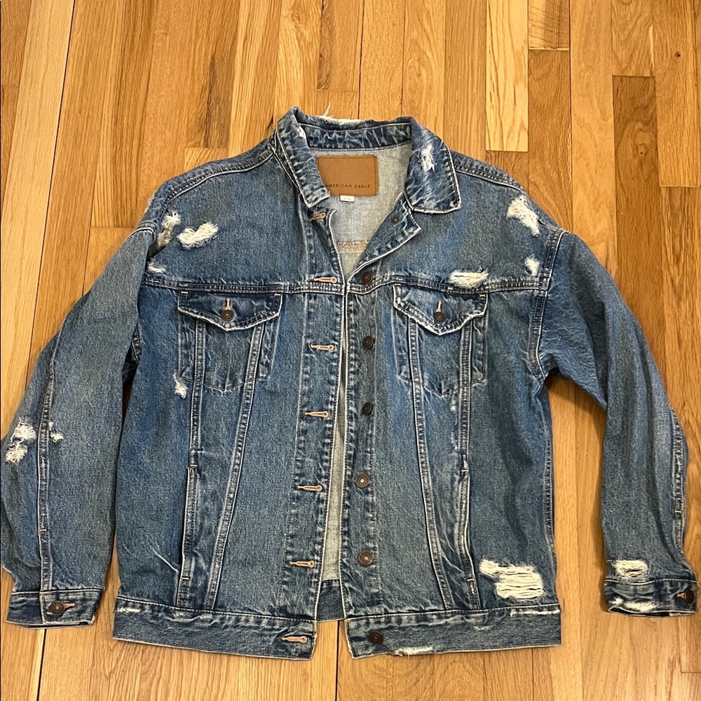 American Eagle Outfitters Ripped Blue Denim Jacket